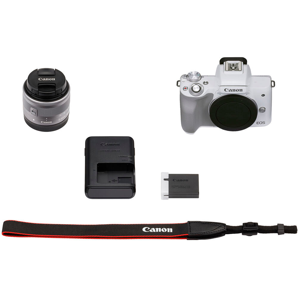 Canon EOS M50 Mark II Mirrorless Camera with 15-45mm Lens + 64GB Card Base Bundle