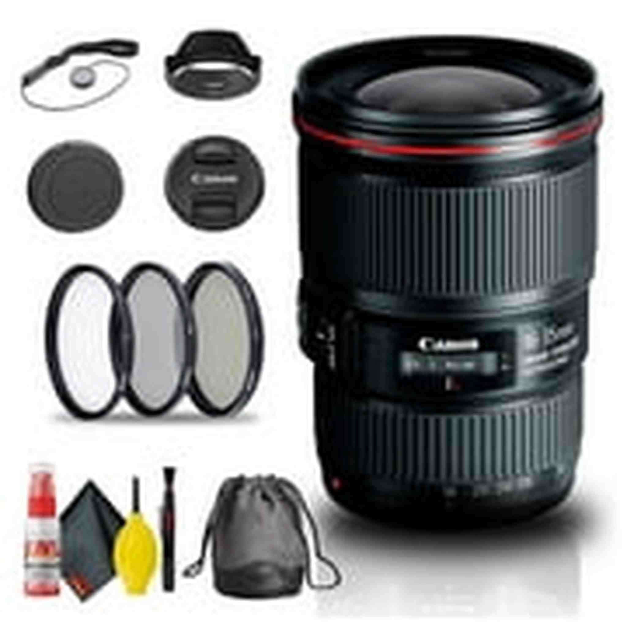Canon EF 16-35mm f/4L IS USM Lens 9518B002 + Filter Kit + Cap Keeper Base Bundle Canon