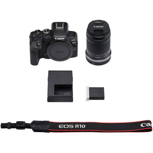 Canon EOS R10 Mirrorless Camera W/ 18-150mm Lens + 4K Monitor + VideoMic + More