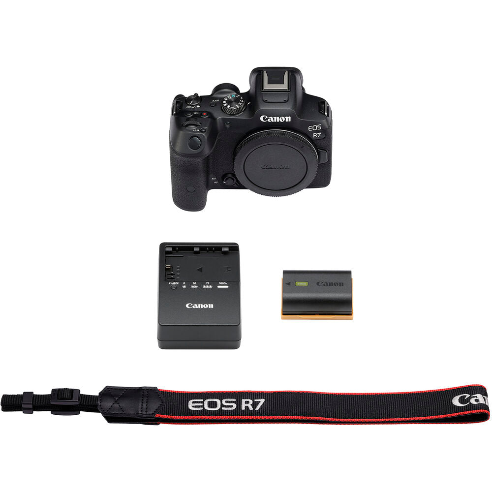 Canon EOS R7 Mirrorless Camera + 2 x Sony 64GB TOUGH SD Card + Bag + More