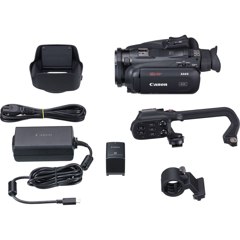 Canon XA65 Professional UHD 4K Camcorder + 64GB Memory Card + BP828 Battery Basic Bundle