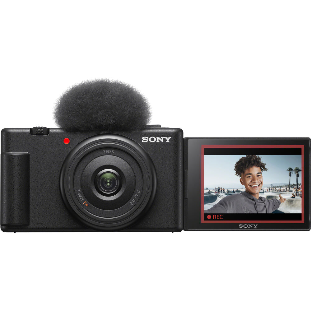 Sony ZV-1F Vlogging Camera (Black) (ZV1F/B) + Case + 64GB Card + Tripod + Software + More