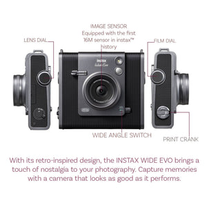 FUJIFILM INSTAX WIDE EVO Hybrid Instant Film Camera, 32GB Memory Card