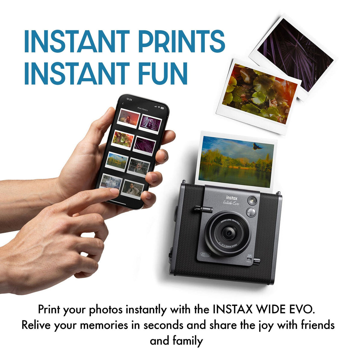 FUJIFILM INSTAX WIDE EVO Hybrid Instant Film Camera, 32GB Memory Card