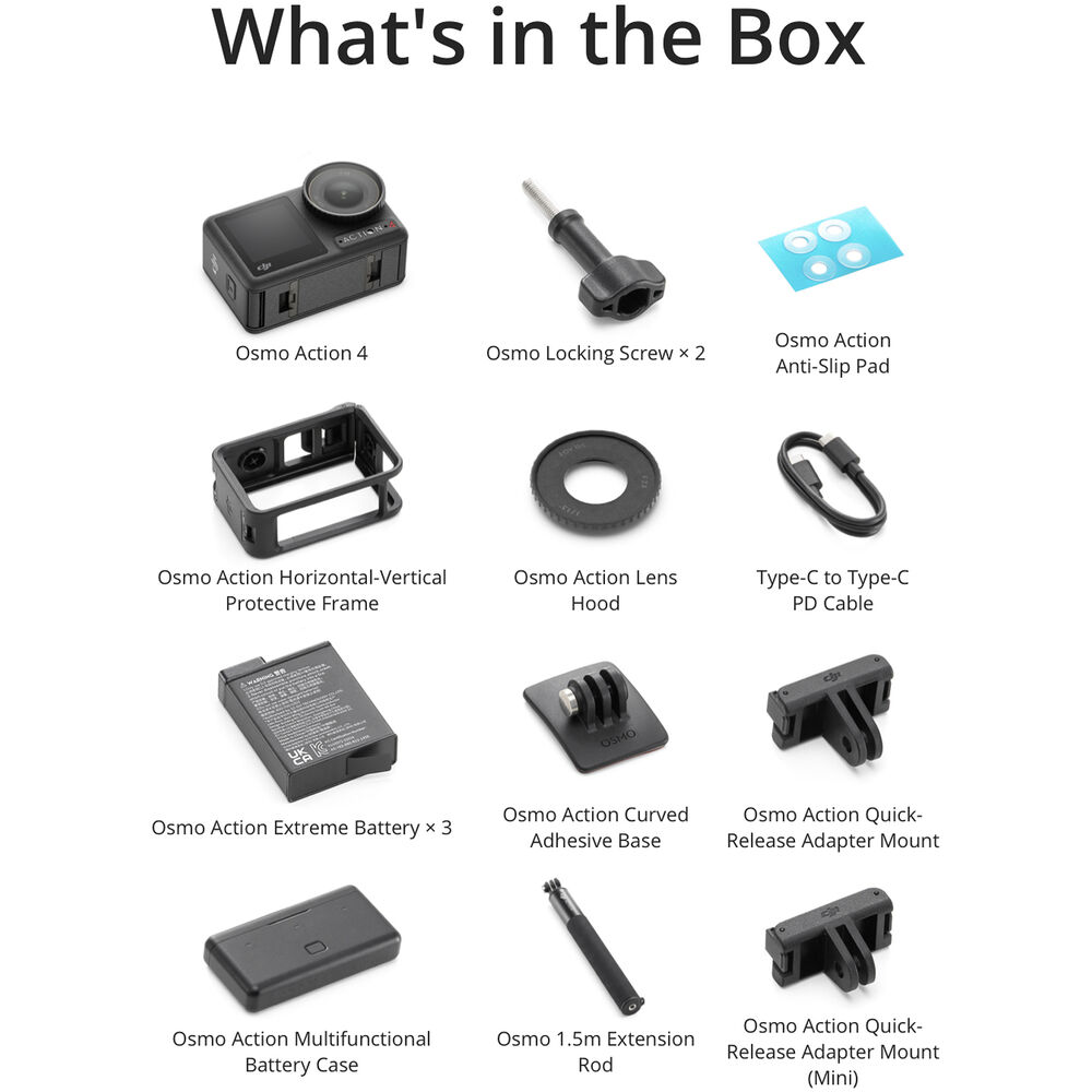 DJI Osmo Action 4 Camera Adventure Combo - WaterProof Action Camera With 50-In-1 Action Kit