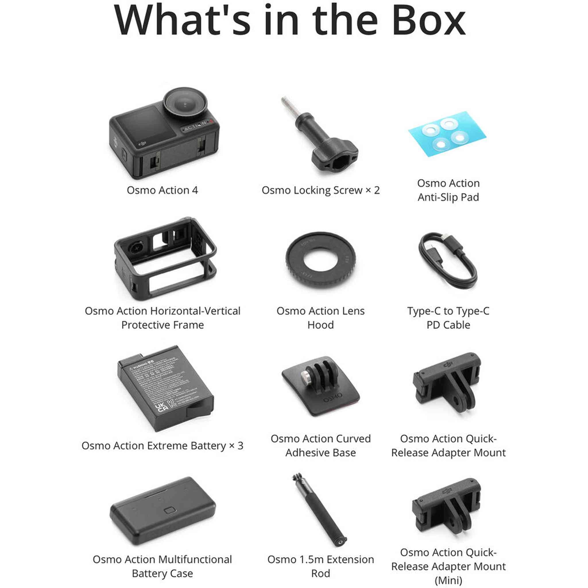 DJI Osmo Action 4 Camera Adventure Combo - WaterProof Action Camera With 50-In-1 Action Kit