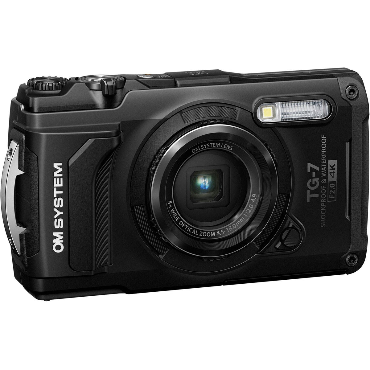 OM SYSTEM Tough TG-7 Digital Camera Bundle Black + 64GB Card + Case + Battery