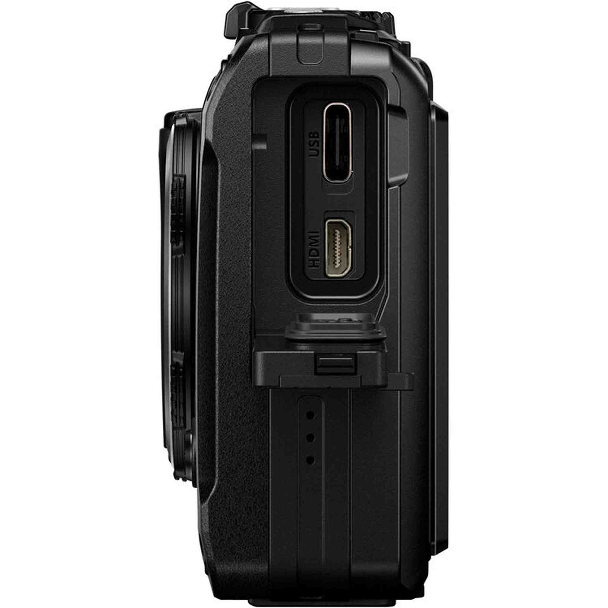 OM SYSTEM Tough TG-7 Digital Camera Bundle Black + 64GB Card + Case + Battery