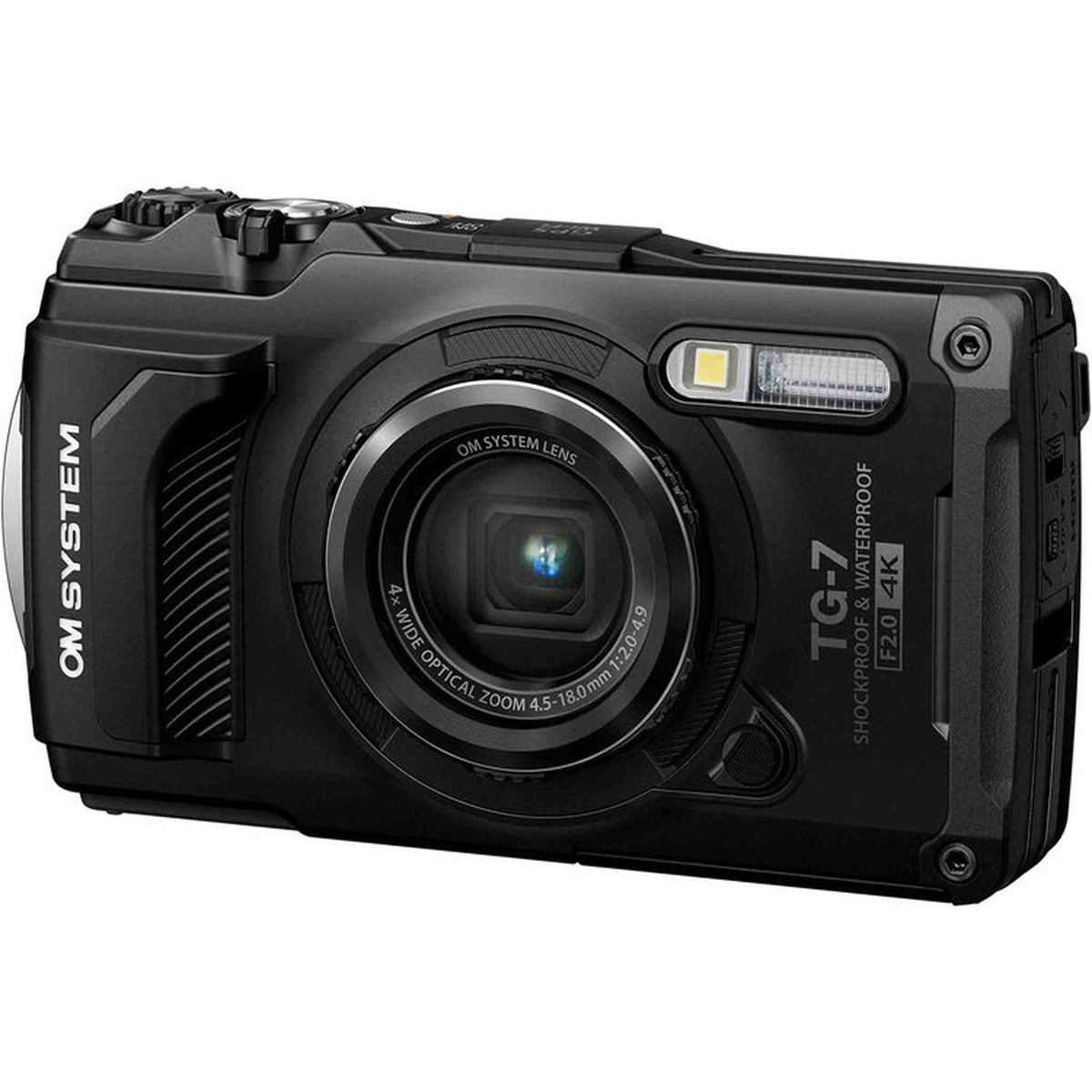 OM SYSTEM Tough TG-7 Digital Camera Bundle Black + 64GB Card + Case + Battery
