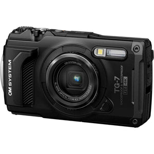 OM SYSTEM Tough TG-7 Digital Camera Bundle Black + 64GB Card + Case + Battery