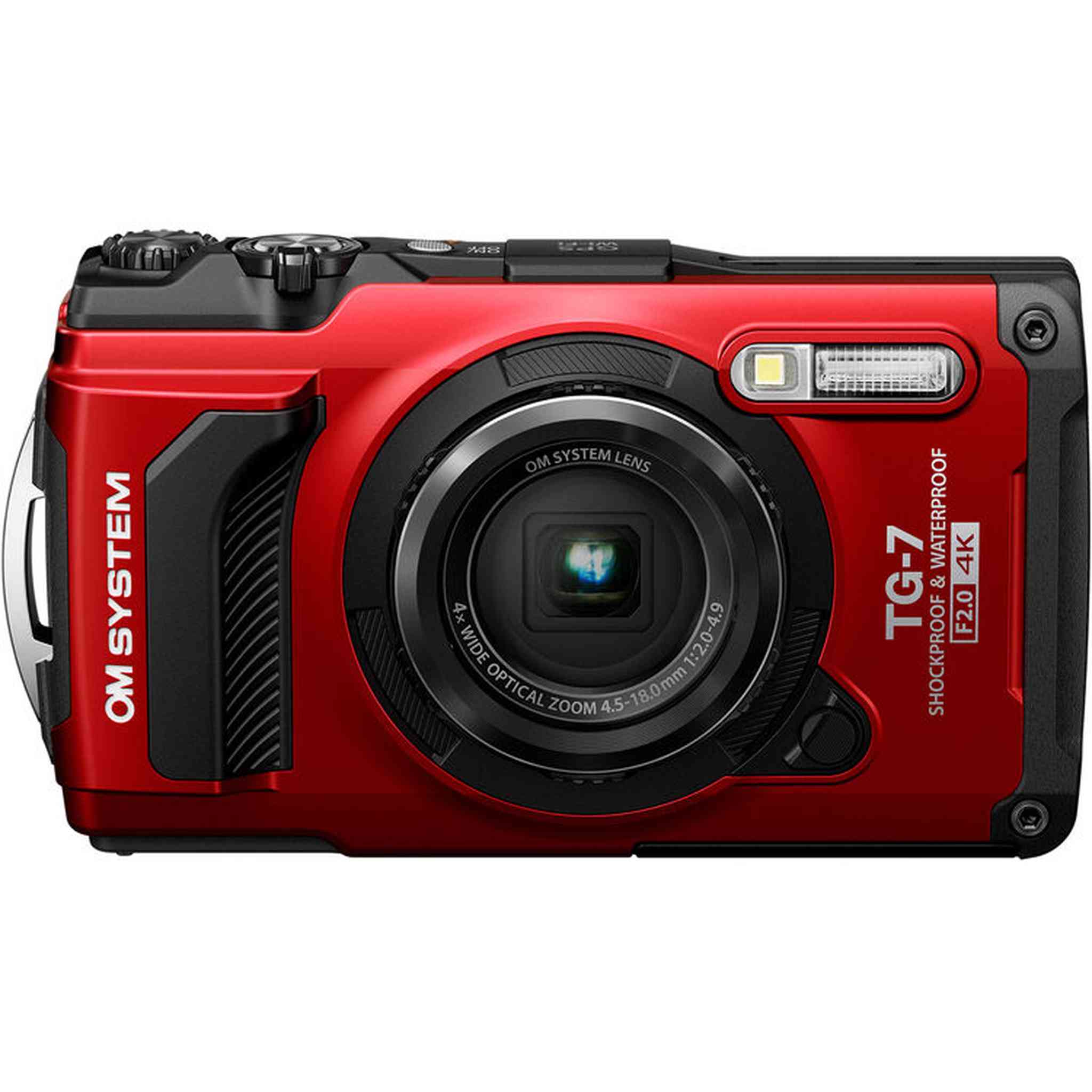 OM SYSTEM Tough TG-7 Digital Camera Bundle Red V110030RU000 + 64GB Card + Case