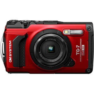 OM SYSTEM Tough TG-7 Digital Camera Bundle Red V110030RU000 + 64GB Card + Case
