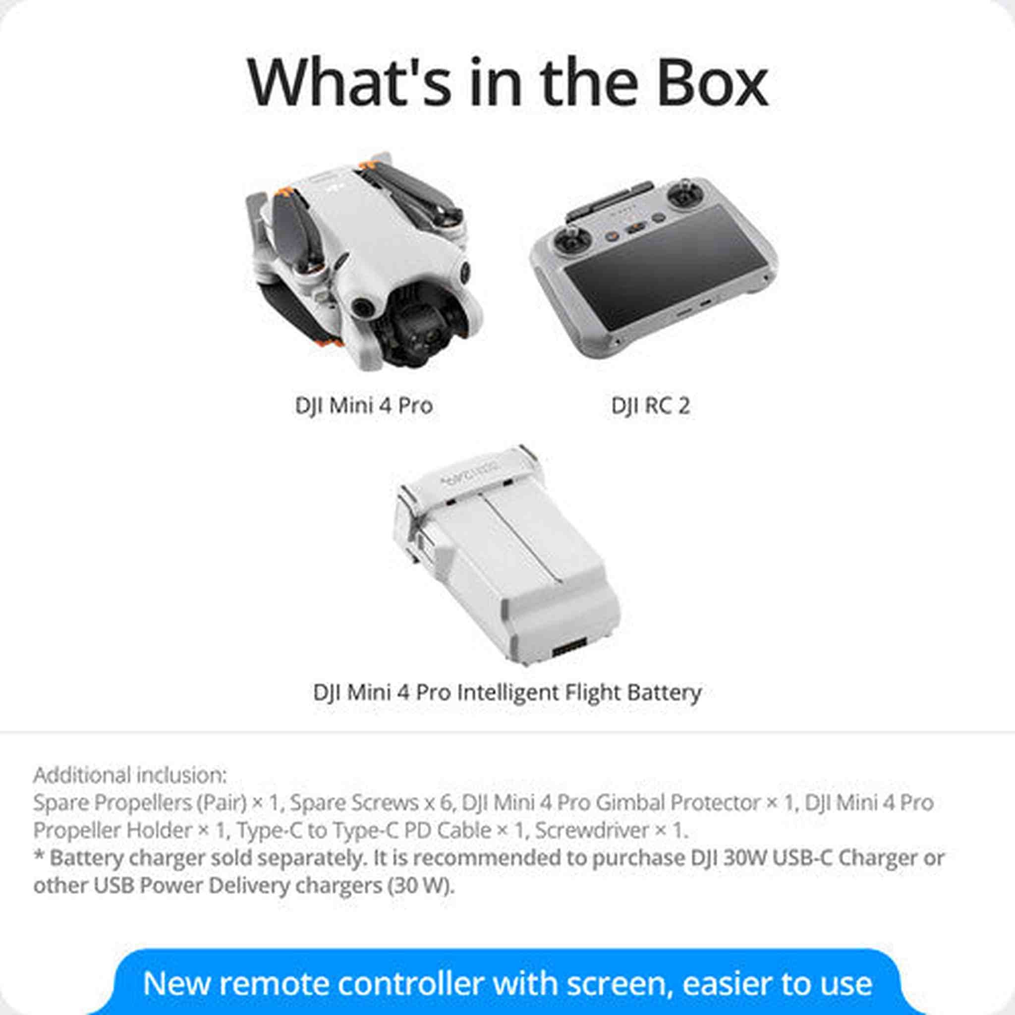 DJI Mini 4 Pro Drone with RC 2 Controller Accessory Bundle