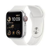 Apple Watch SE (2nd Gen) [GPS + Cellular 40mm] Smart Watch w/Silver Aluminum Case & White Sport Band - M/L.