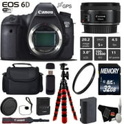 Canon EOS 6D DSLR Camera with 50mm f/1.8 STM Lens + Wireless Remote + UV Protection Filter + Case + Wrist Strap + Tripod