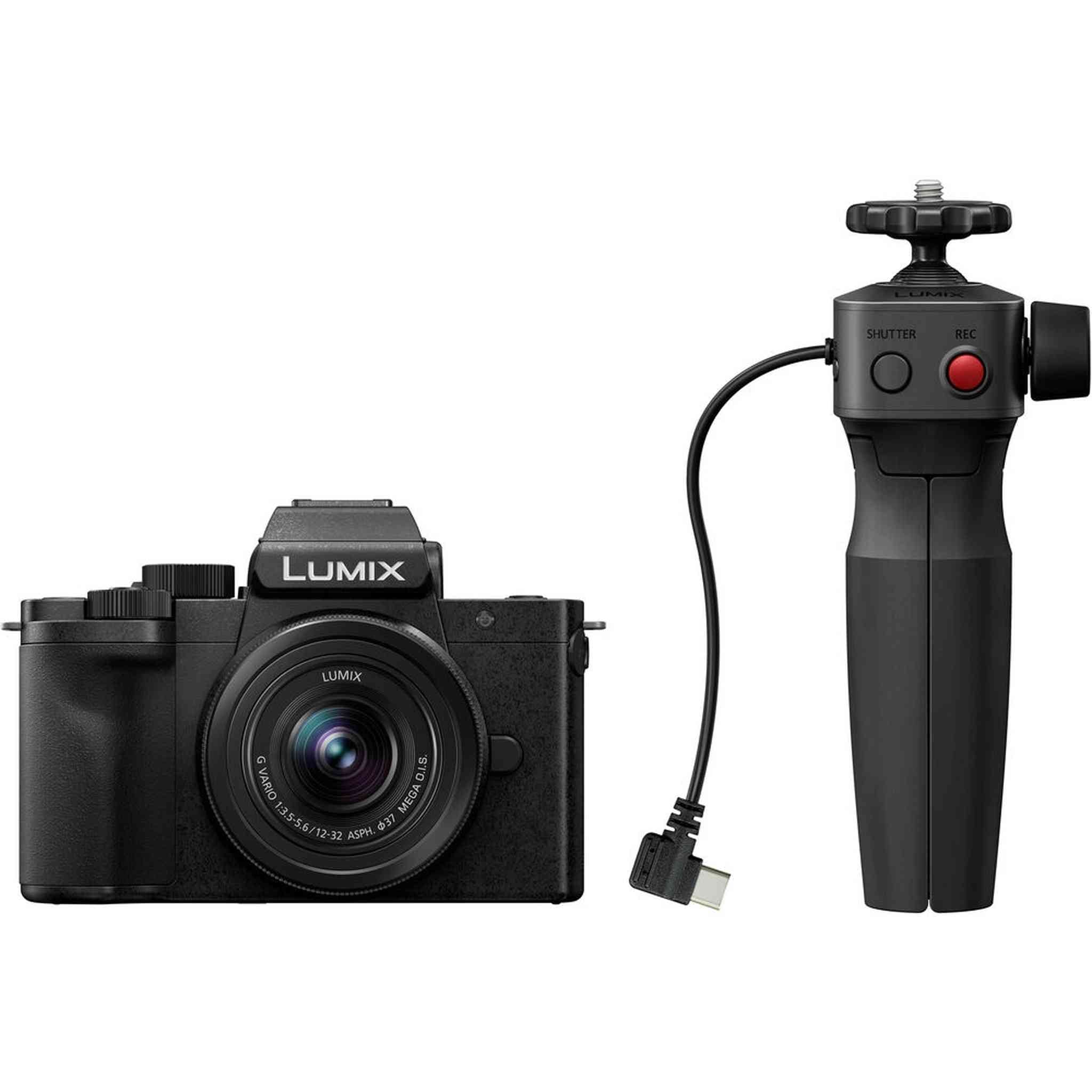 Panasonic Lumix G100D 4K Mirrorless Camera 12-32mm Lens and Tripod Grip Bundle Panasonic