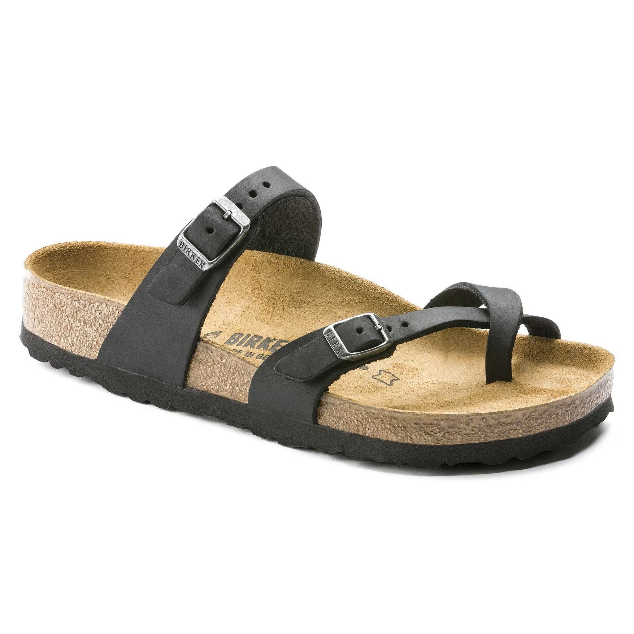 Birkenstock Women's Mayari Oiled Leather Sandal, Black, 6 W / 4 M US Birkenstock