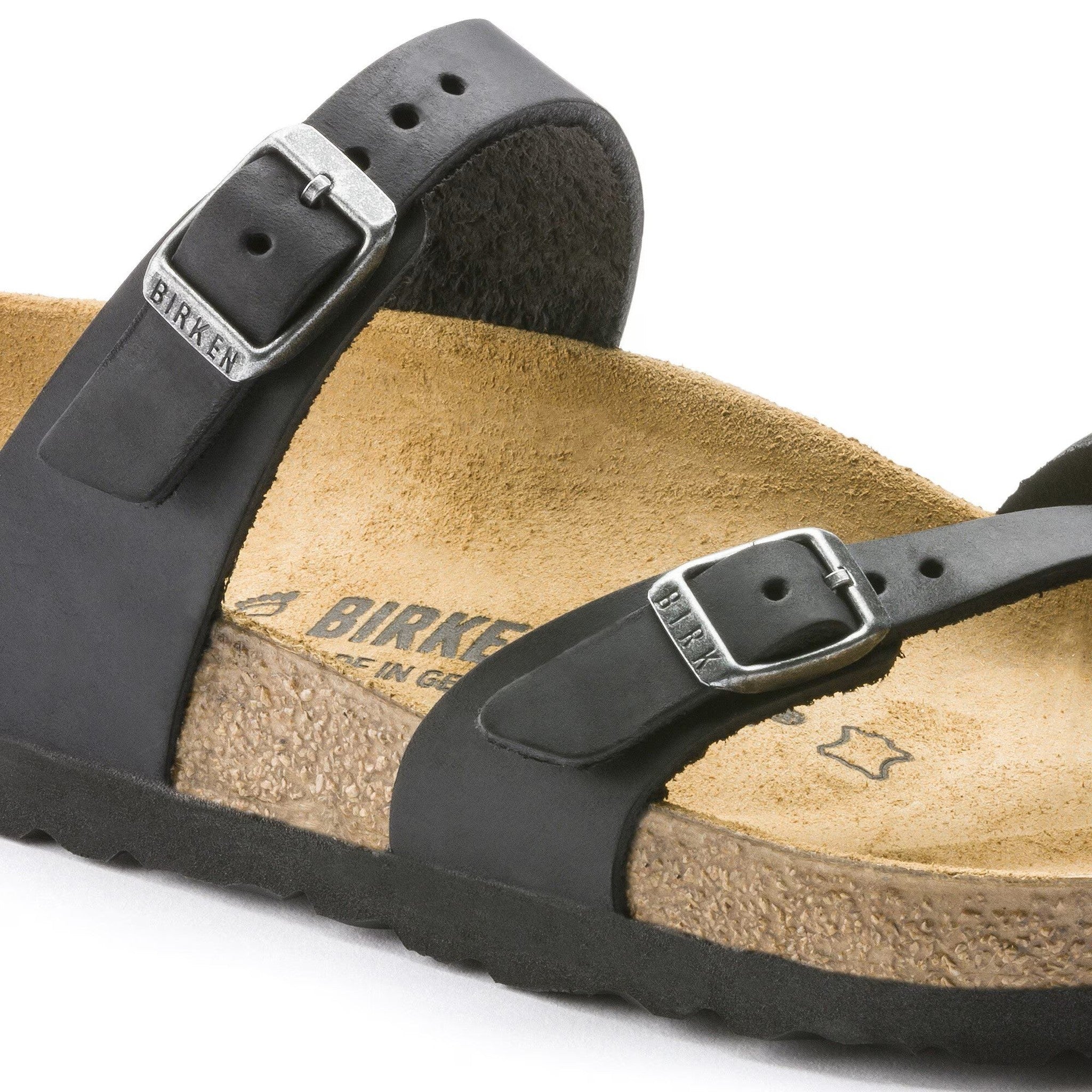 Birkenstock Women's Mayari Oiled Leather Sandal, Black, 6 W / 4 M US