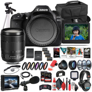 Canon EOS 80D DSLR Camera W/ 18-135mm Lens 1263C006 - Pro Bundle