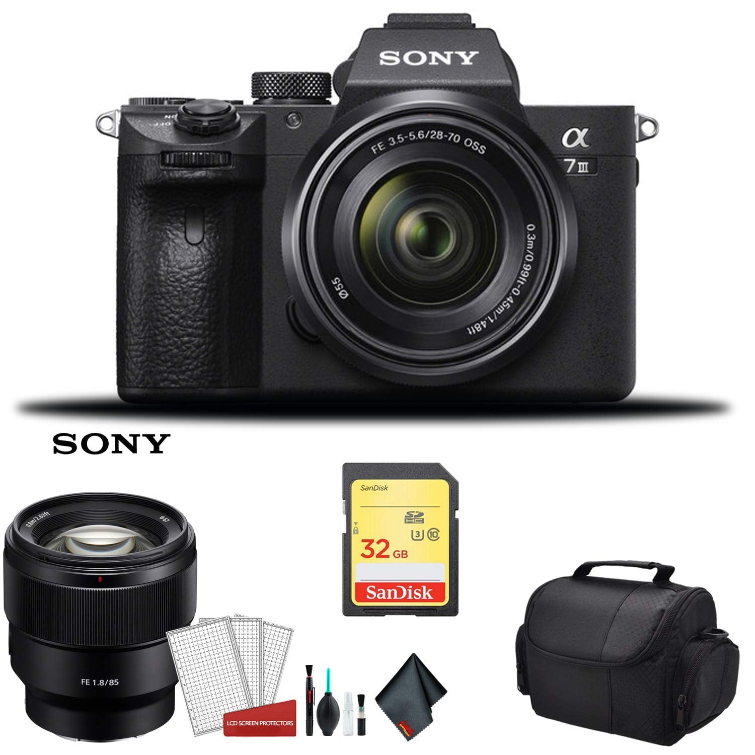 Sony Alpha a7 III Full Frame Mirrorless Digital Camera with 28-70mm Lens ILCE7M3K/B - Bundle Kit with Sony FE 85mm f/1.8