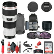 Canon EF 70-200mm f/4L IS II USM Lens (2309C002) + Filter Kit + BackPack + More
