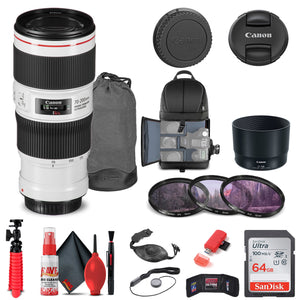 Canon EF 70-200mm f/4L IS II USM Lens 2309C002 + Filter Kit + BackPack + More