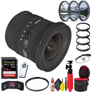 Sigma 10-20mm f/3.5 EX DC HSM Lens for Nikon F Extreme Bundle W/Accessories Sigma