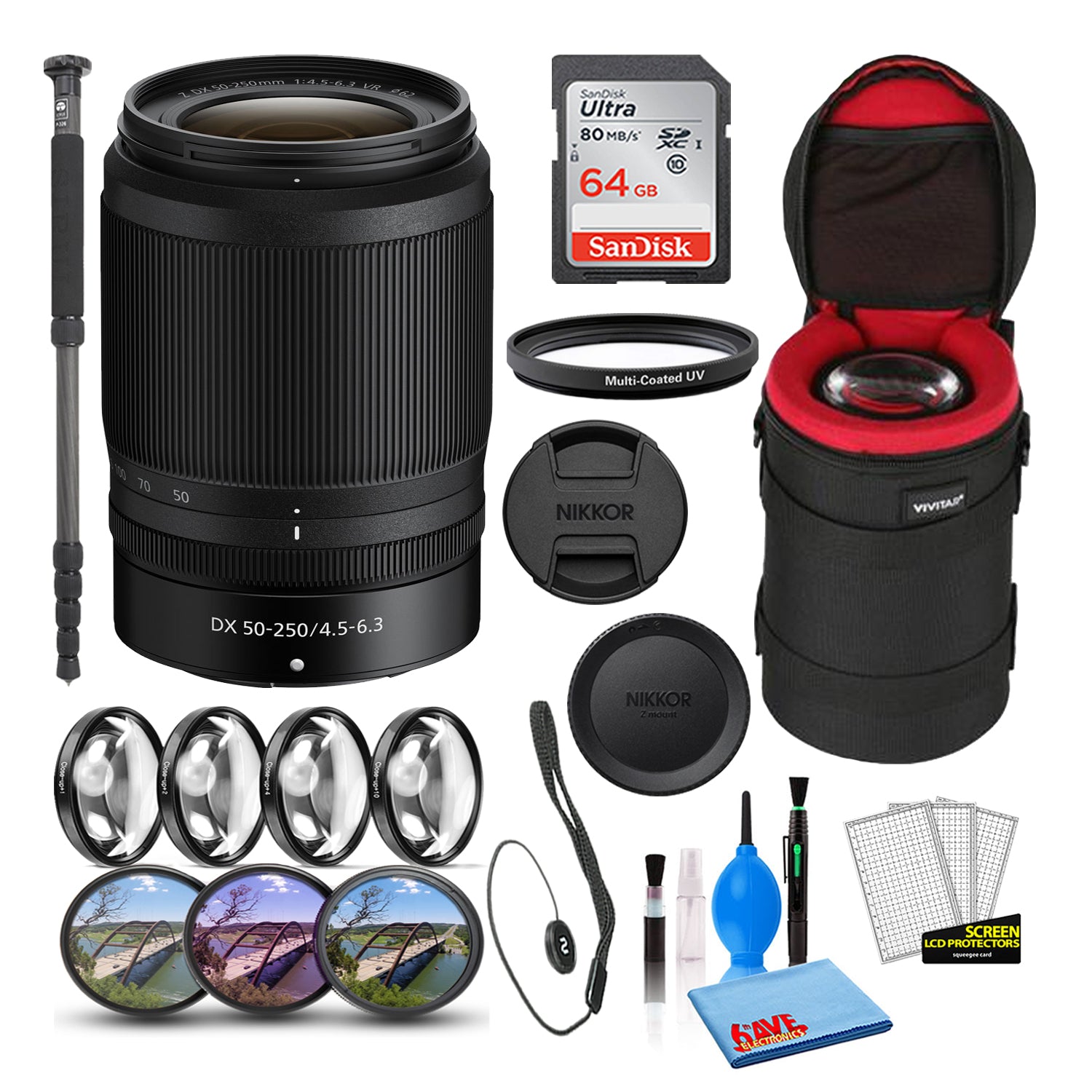 Nikon NIKKOR Z DX 50-250mm f/4.5-6.3 VR Lens Intl Model Bundle + 64GB SD Card