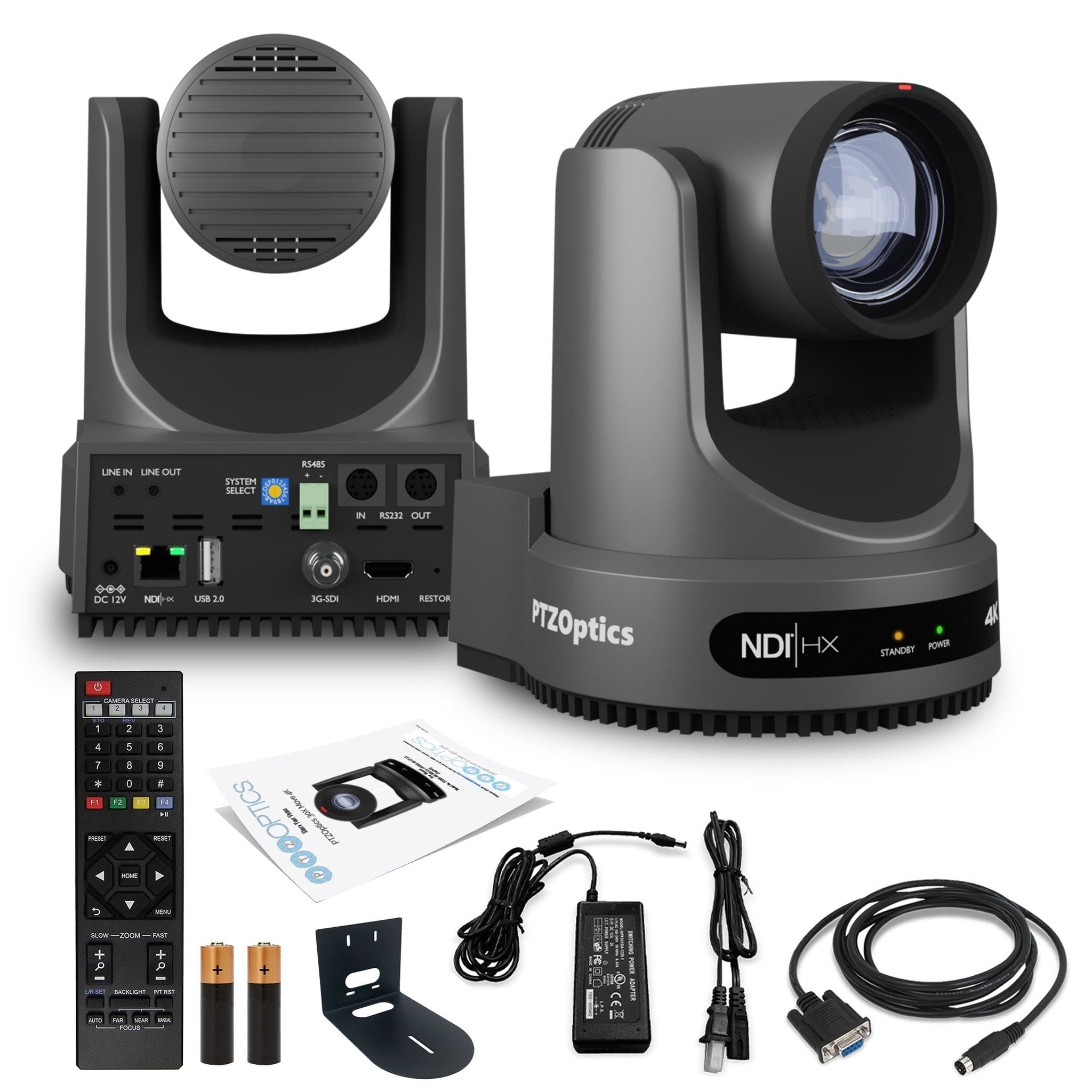 PTZOptics Move 4K PTZ Camera with 20x Zoom Gray PT20X-4K-GY-G3 + Wall Mount PTZOptics