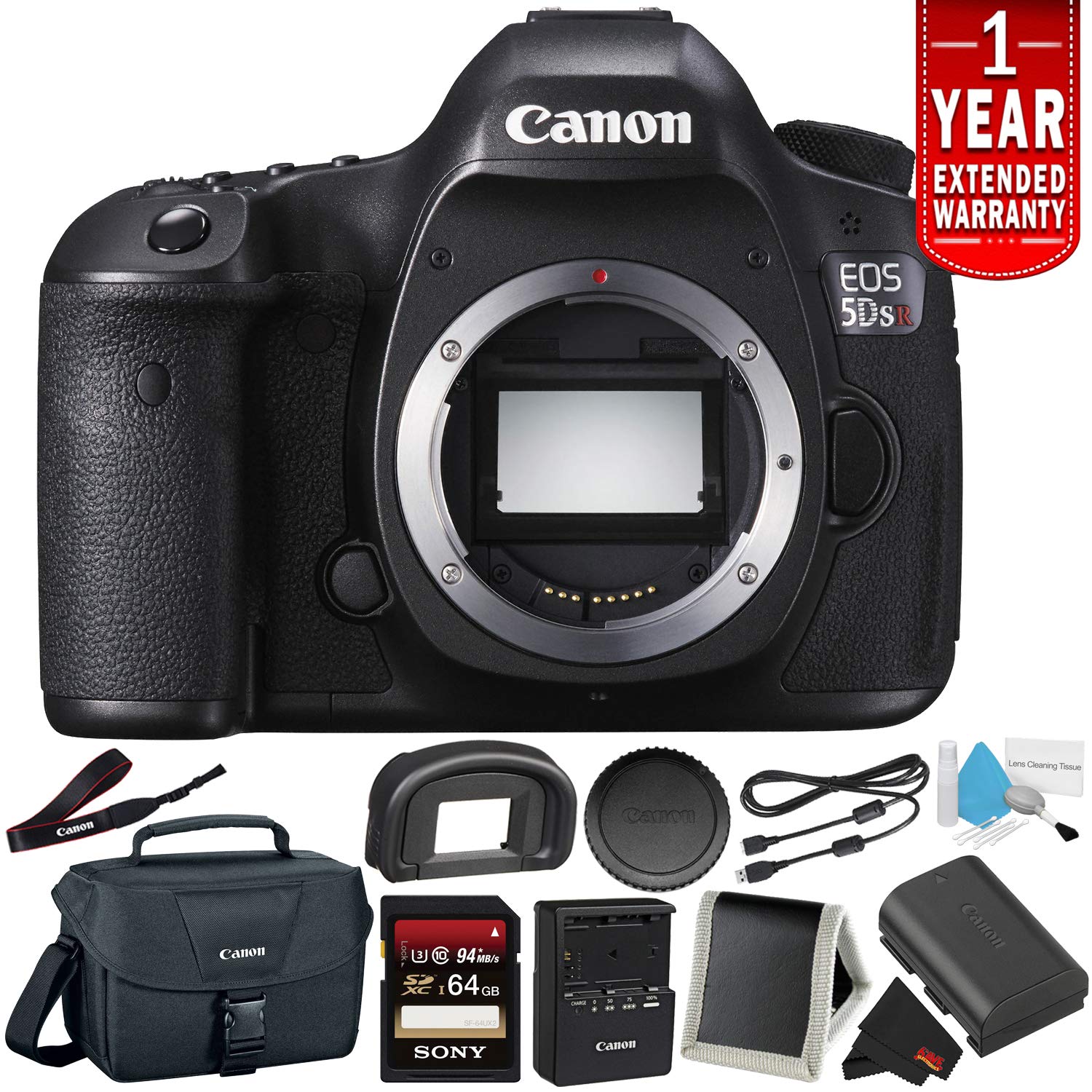 Canon EOS 5DS R Digital SLR Camera (Body Only)- Camera Bundle with 32GB Memory Card + More (International Version)