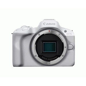 Canon EOS R50 Mirrorless Vlogging Camera Body Only/White , RF Mount, 24.2 MP, 4K Video, DIGIC X Image Processor, Subject Detection & Tracking, Compact, Smartphone Connection, Content Creator
