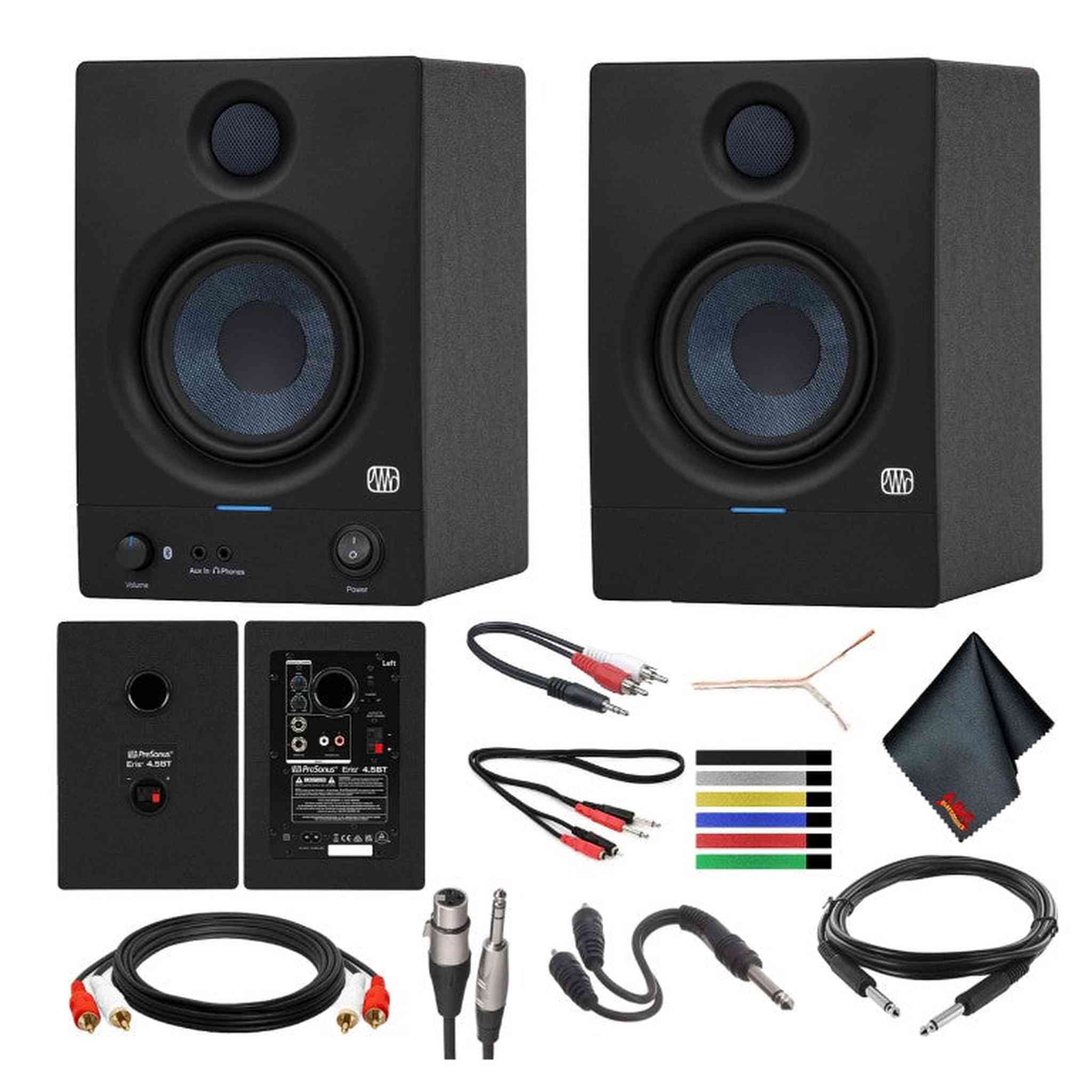 PreSonus Eris 4.5BT Bluetooth Studio Monitors Speakers, Pair Bundle PreSonus