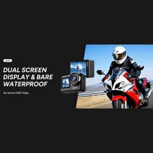 SJCAM SJ8 Pro Action Camera 4K 60fps Dual Screen WiFi 2.3 Inch Touch Rrear Screen with 170° Wide Angle EIS 8X Digital Zoom 98ft 30m Waterproof Camera Sports DV- Black SJCAM