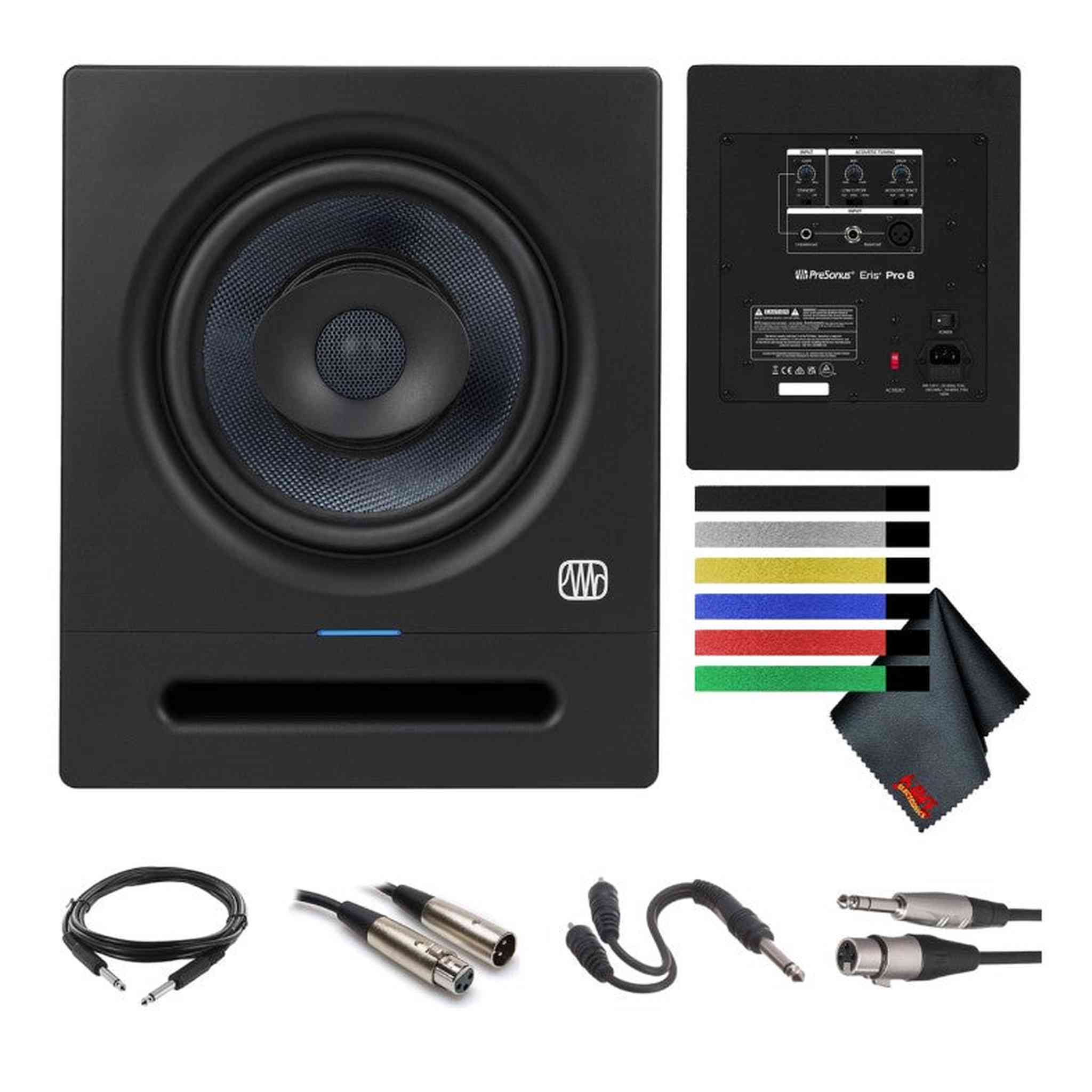 PreSonus Eris Pro 8 2-Way Biamped, Active, 8" Coaxial Studio Monitor Bundle PreSonus