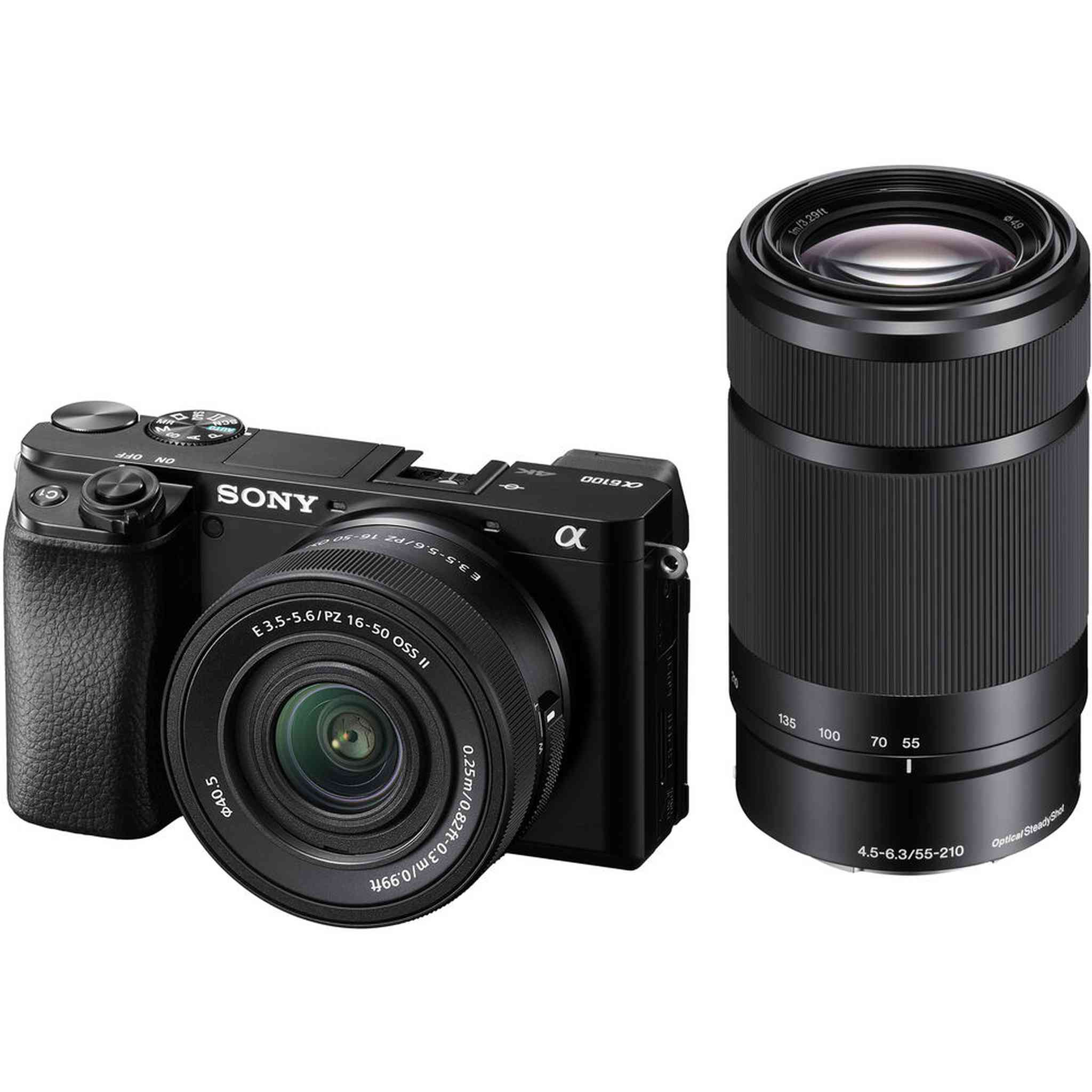Sony Alpha a6100 Mirrorless Camera with 16-50mm OSS II and 55-210mm Zoom Lenses - Bundle