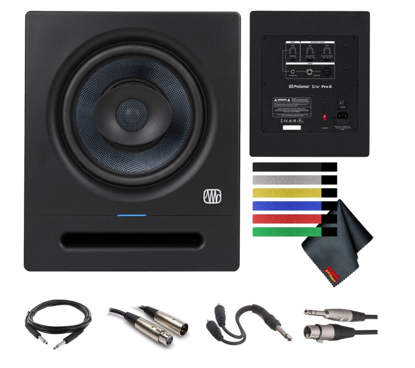 PreSonus Eris Pro 8 2-Way Biamped, Active, 8" Coaxial Studio Monitor Bundle