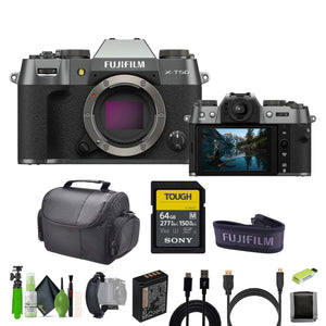 Fujifilm X-T50 Mirrorless Digital Camera + Tripod + More - Charcoal Silver