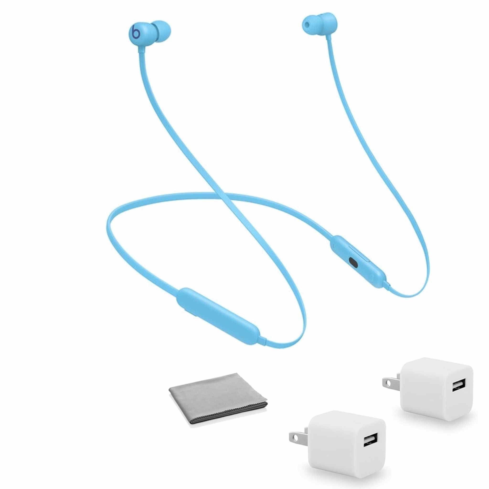 Beats by Dr. Dre Beats Flex Wireless In-Ear Headphones Flame Blue MYMG2LL/A with 2x Universal USB Wall Adapter Cubes Bundle