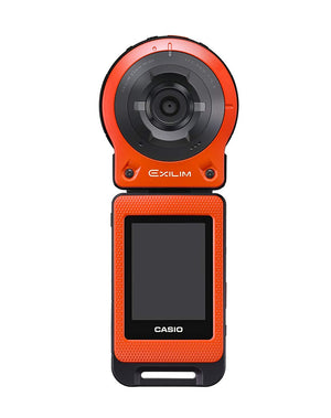 CASIO EX-FR10 EXILIM Digital Action Camera 14.1 MP - Orange - 64GB MicroSD - Case - Cleaning Kit - Tripod - Monopod 70" Starter Bundle