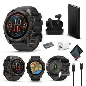 fenix 8 51mm AMOLED Sapphire Carbon Gray DLC Titanium with Black Gray Silicone