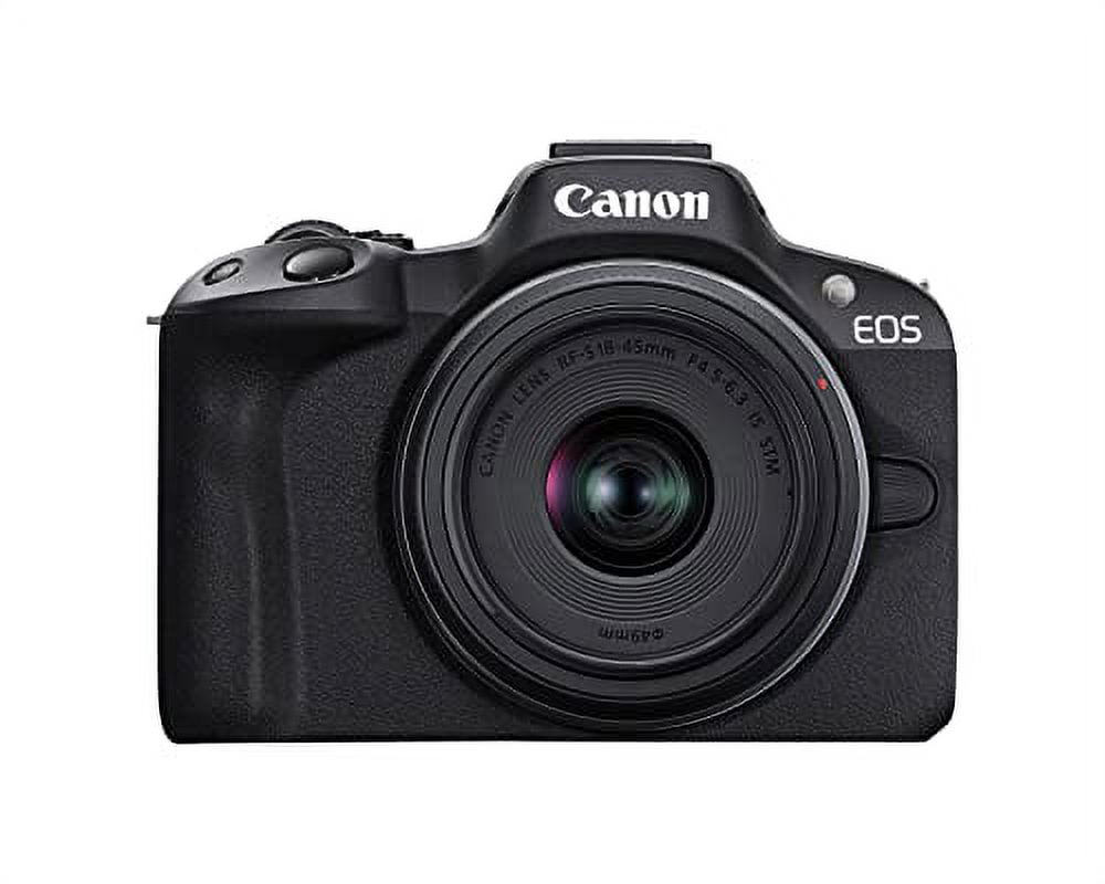 Canon EOS R50 Mirrorless Vlogging Camera Black w/RF-S18-45mm F4.5-6.3 is STM & RF-S55-210mm F5-7.1 is STM Lenses, 24.2 MP, 4K Video, Subject Detection & Tracking, Compact, Smartphone Connection
