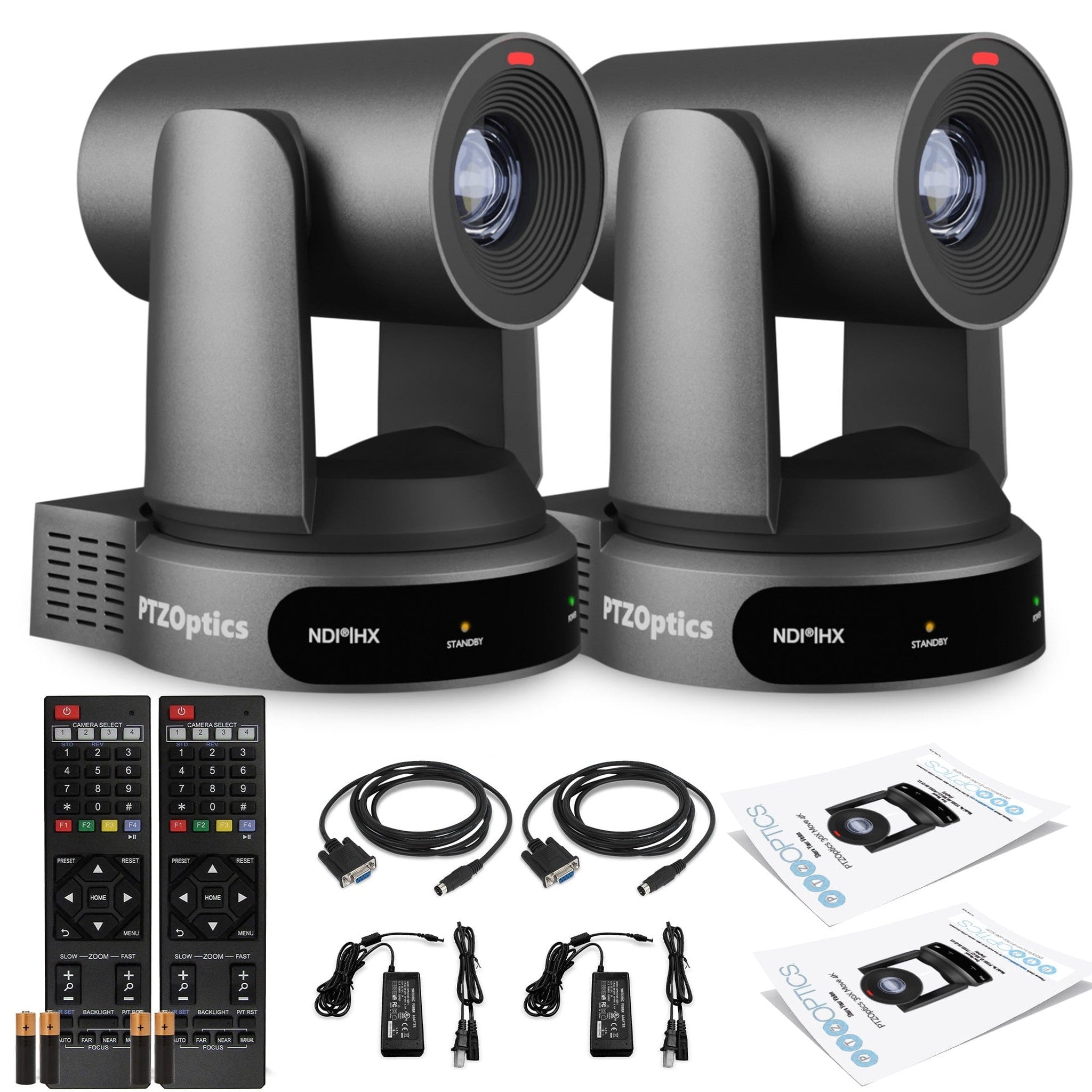 2 x PTZOptics Move 4K PTZ Camera with 30x Zoom Gray PT30X-4K-GY-G3 PTZOptics