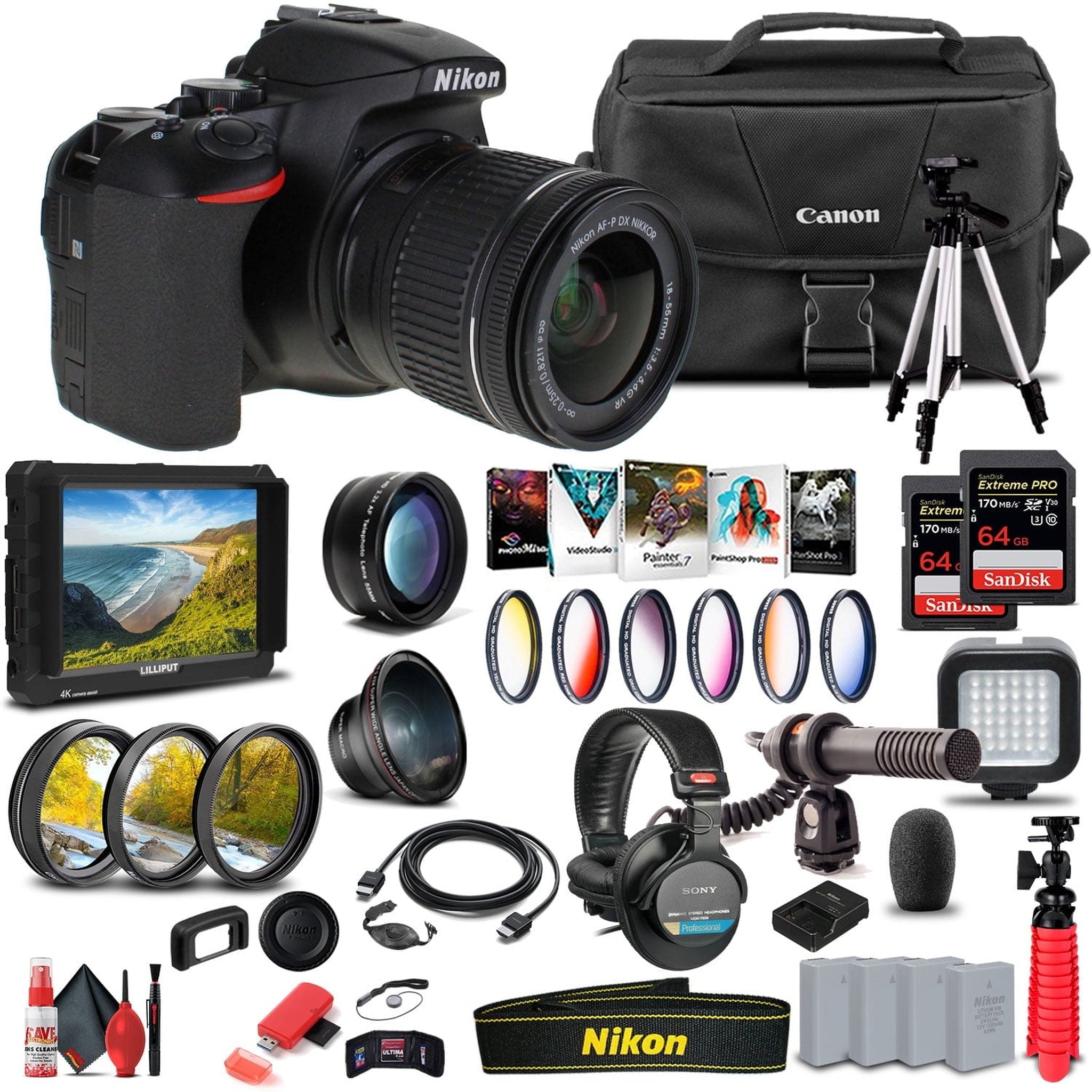 Nikon D5600 DSLR Camera W/ 18-55mm Lens 1576 - Pro Bundle