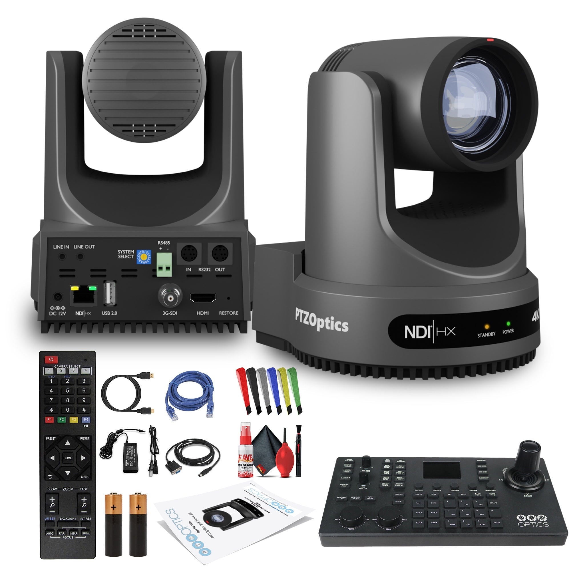 PTZOptics Move 4K PTZ Camera with 20x Zoom Gray PT20X-4K-GY-G3 + SuperJoy PTZ Controller