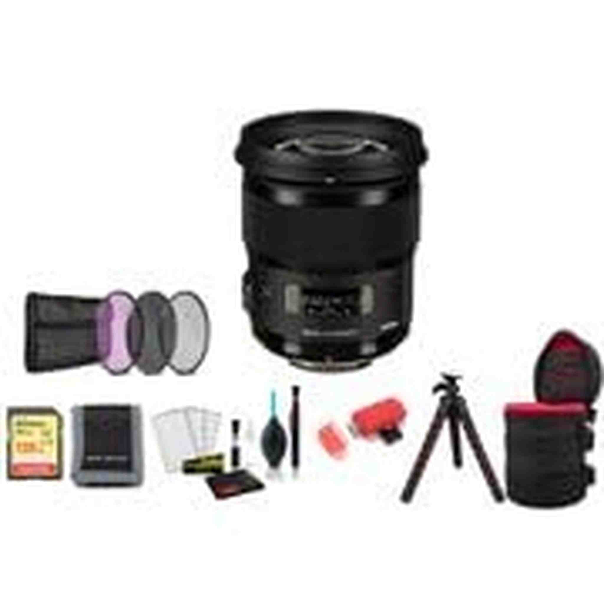 Sigma 50mm f/1.4 DG HSM Art Lens for Nikon F with 128GB Memory Card and Filter Kit International Model SIGMA