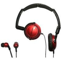 Soniq KABOOM! Headphone/Earphone Combo Pack, 18 Hz to 22 kHz Frequency Response, Red