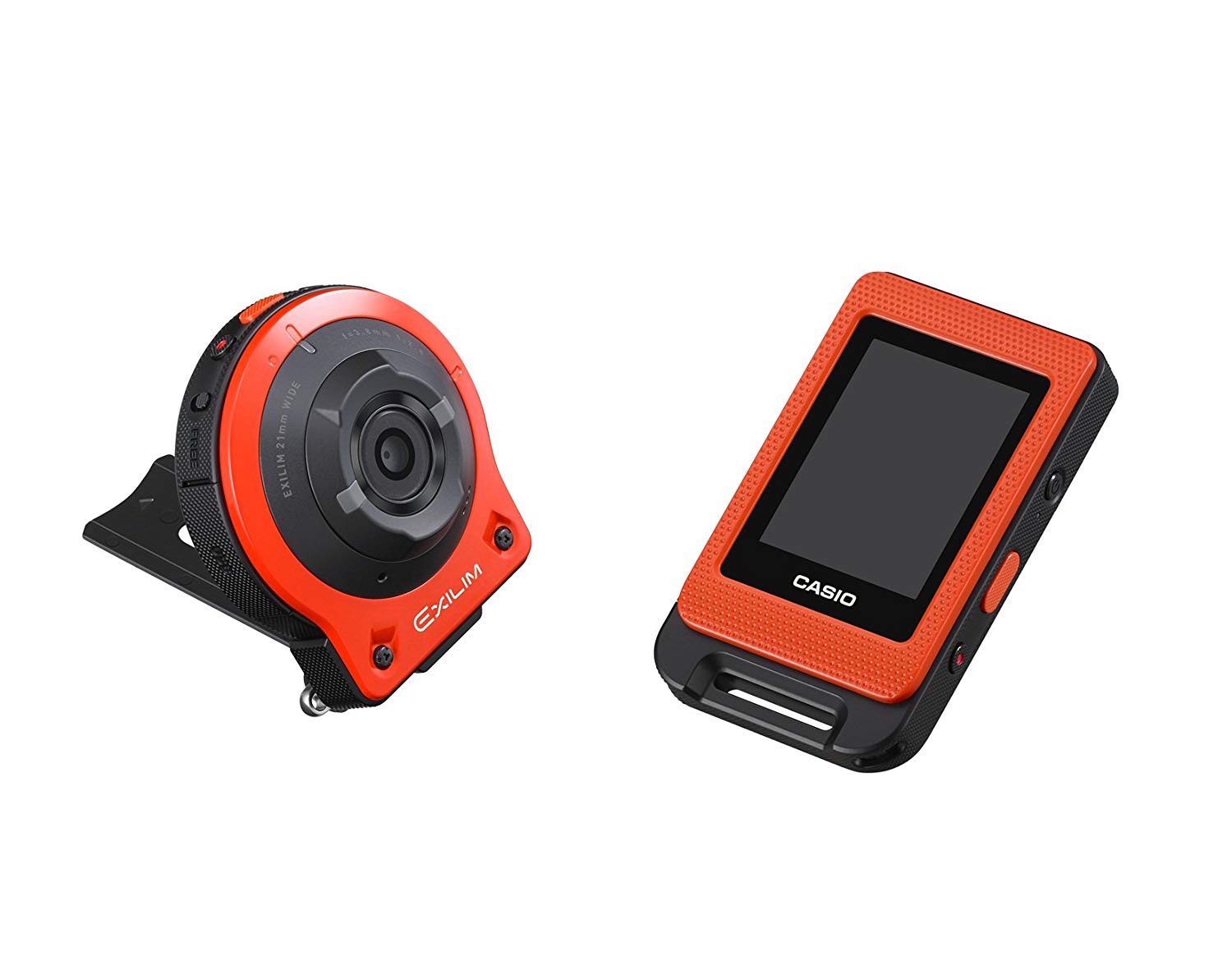 CASIO EX-FR10 EXILIM Digital Action Camera 14.1 MP - Orange - USB Reader + Wallet - 32GB microSD - Cleaning Kit Base Bundle