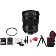 Sigma 50mm f/1.4 DG HSM Art Lens for Nikon F with 64GB Memory Card and UV Filter International Model