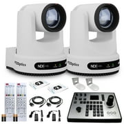2 x PTZOptics Move 4K PTZ Camera with 12x Zoom White PT12X-4K-WH-G3 + PT-JOY-G4 Controller + 2 x Wall Mount