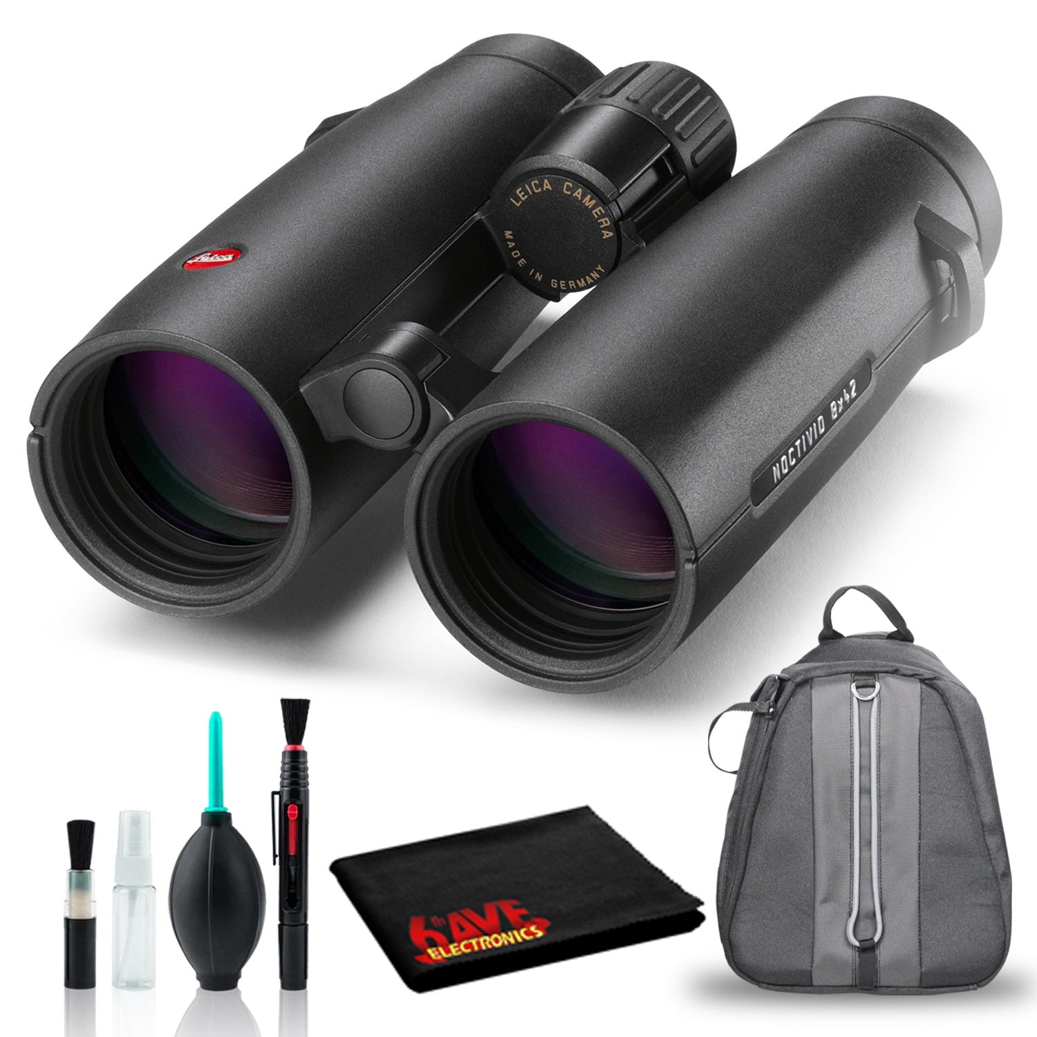 Leica 8x42 Noctivid Binocular Black with Backpack Case Bundle